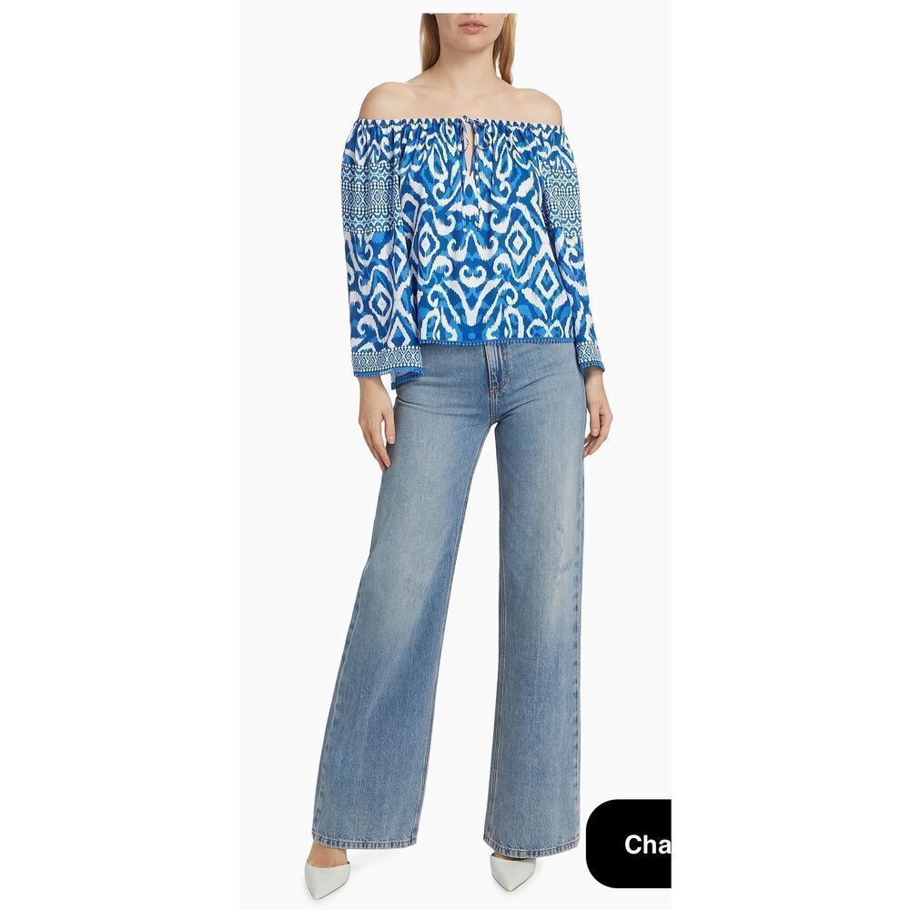 Alice + Olivia Devina Ikat off the shoulder blouse SP